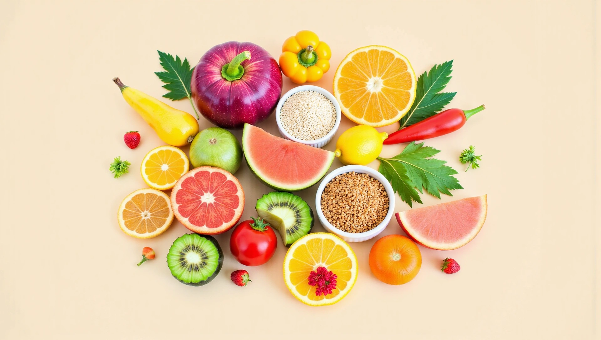 Fondo de alimentos saludables y vibrantes